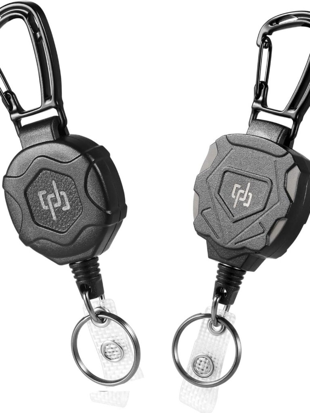 2 Pack Retractable Keychain Heavy Duty Carabiner Badge Holder, Tactical ID Badge